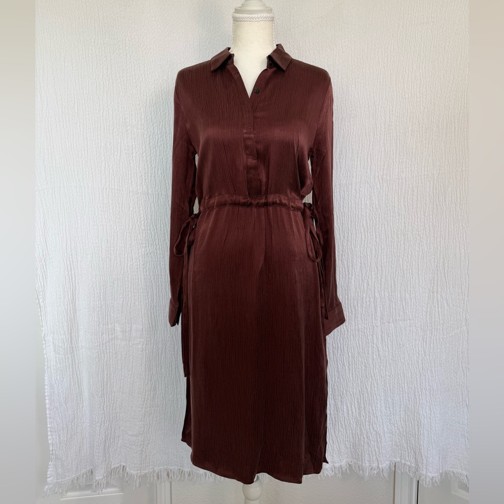 Sophisticated Long Sleeve Burgundy Dress